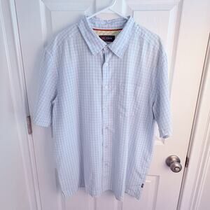 Cova Mens Blue Plaid Surf Button-Up Short Sleeve Pocket Shirt Size XL